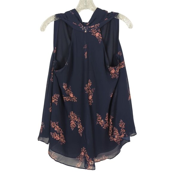 DEREK LAM 10 CROSBY Top Womens Sz 8 blue Floral sleeveless summer Bohemian - Picture 2 of 12